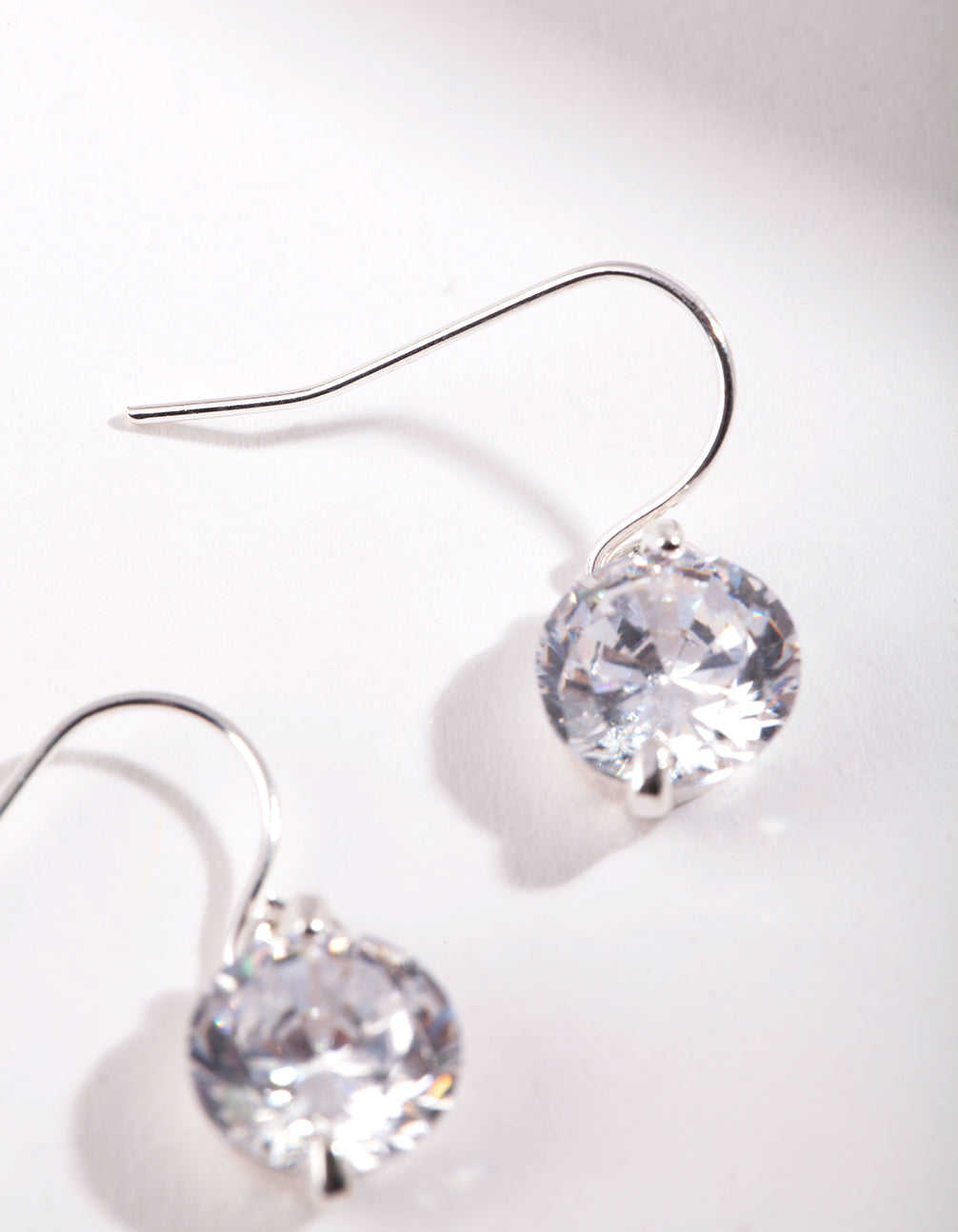 Silver Crystal Flower Earrings