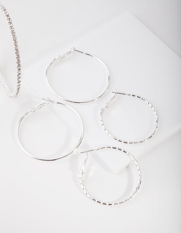 Silver Statement Diamante Earring Pack