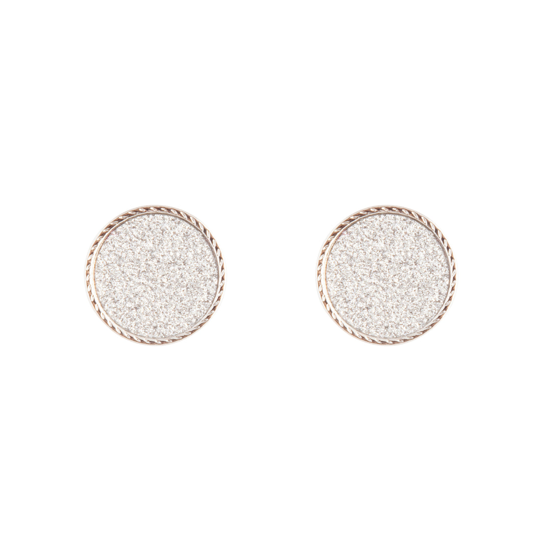 Silver Glitter Inlay Disc Earrings