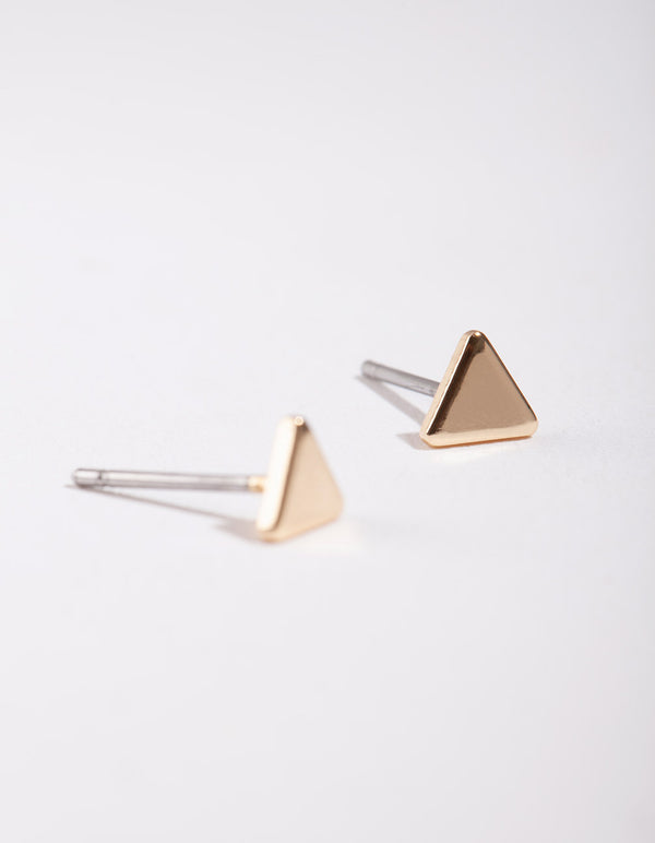 Gold Mini Triangle Stud Earrings