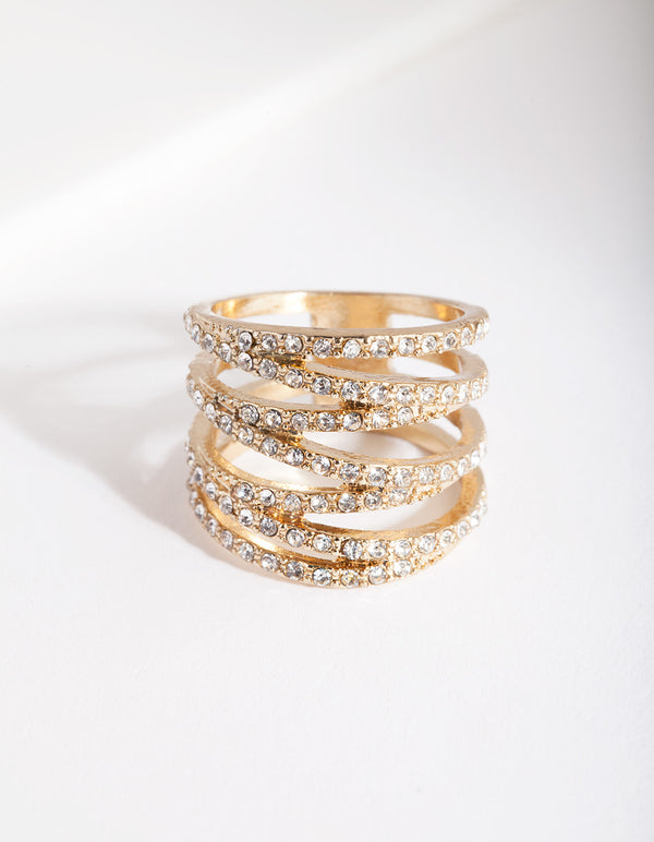 Gold Diamante Zig Zag Ring