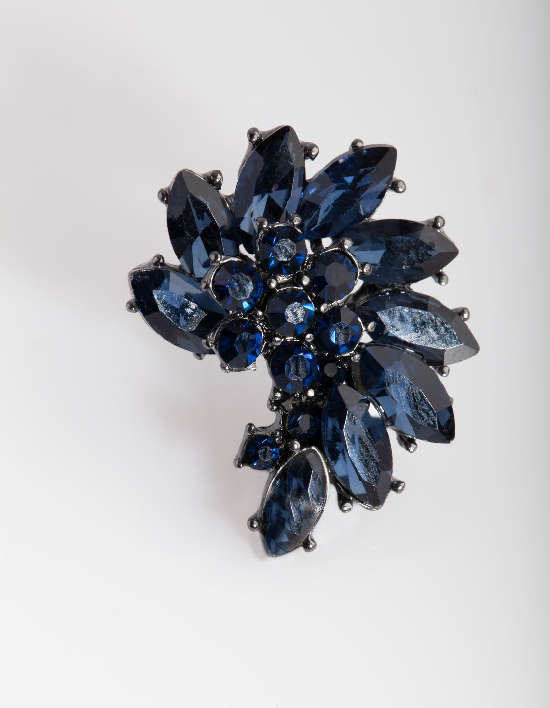 Navy Marquise Half Moon Cluster Stud