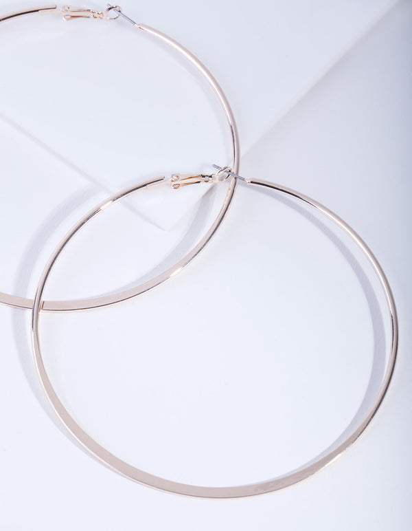 Rose Gold Flat Edge Hoop Earrings