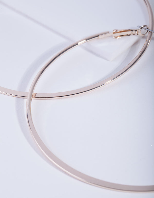 Rose Gold Flat Edge Hoop Earrings