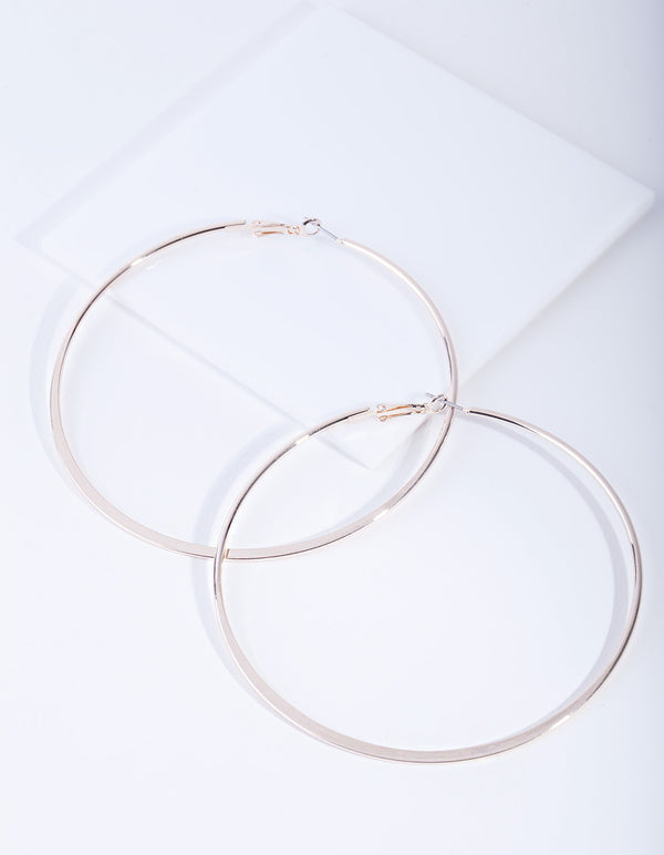 Rose Gold Flat Edge Hoop Earrings