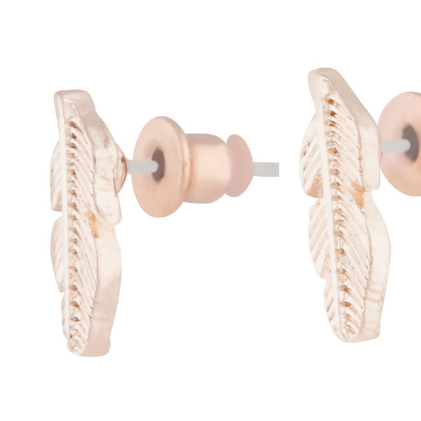 Rose Gold Dainty Leaf Stud Earrings