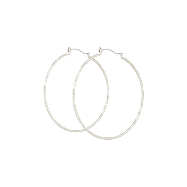 Silver Diamond Cut Hoop Earrings