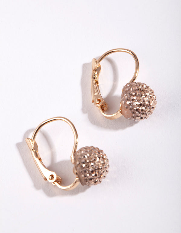 Gold Mini Sparkle Ball Drop Earrings