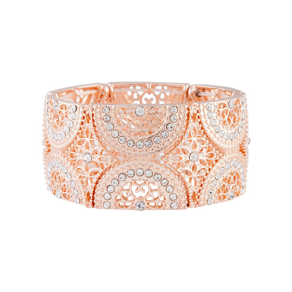 Rose Gold Filigree & Diamante Cuff