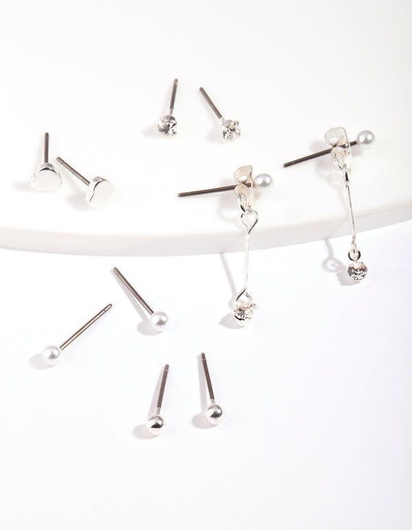 Silver Tiny Stud Earring 5-Pack