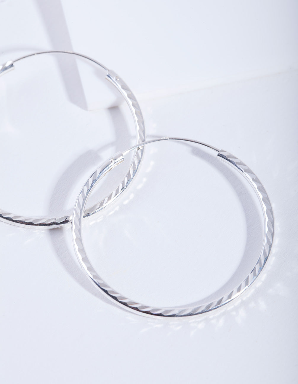 Sterling Silver Diamond Cut 35Mm Hoop