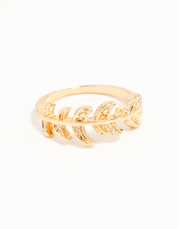 Gold Leaf Band Ring