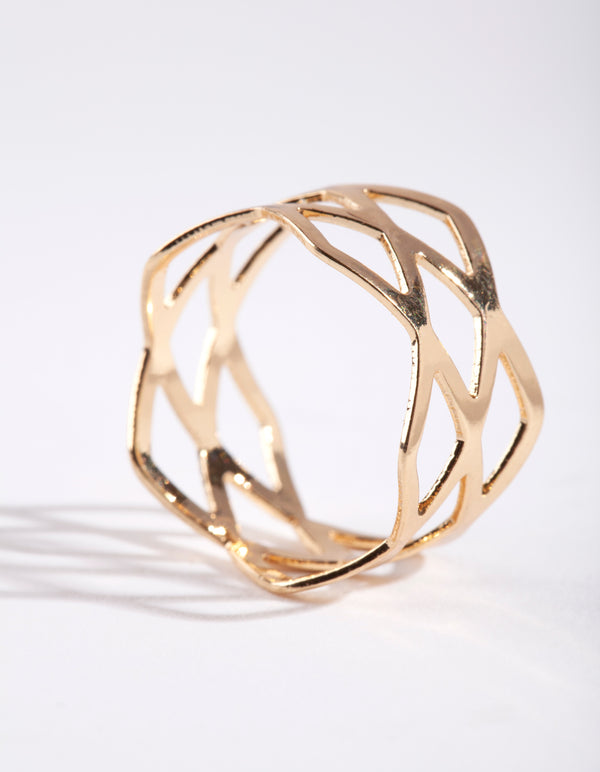 Gold Multi Cross Over Ring