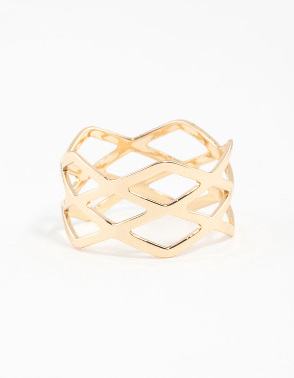 Gold Multi Cross Over Ring