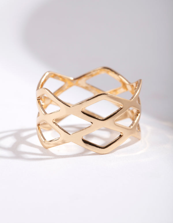 Gold Multi Cross Over Ring