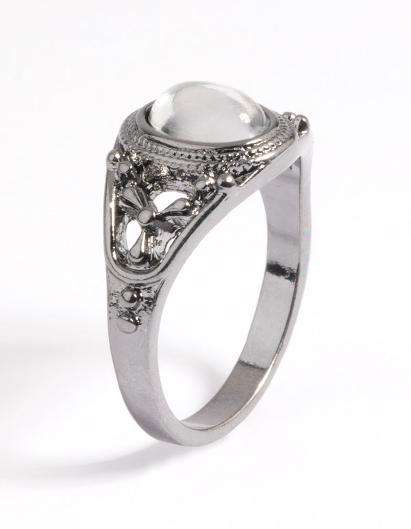 Gunmetal Vintage Stone Ring