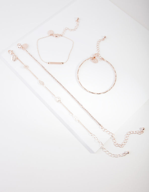 Rose Gold Flower Diamante Bracelet