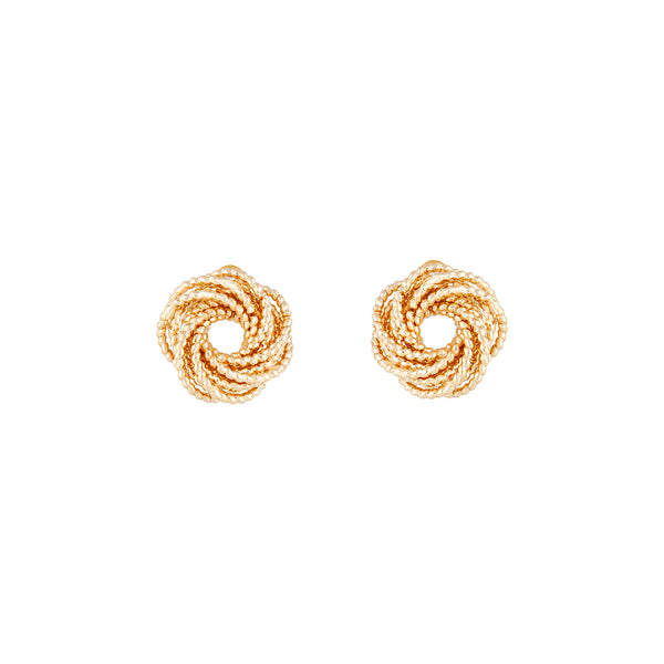 Gold Diamond Cut Knot Stud Earrings