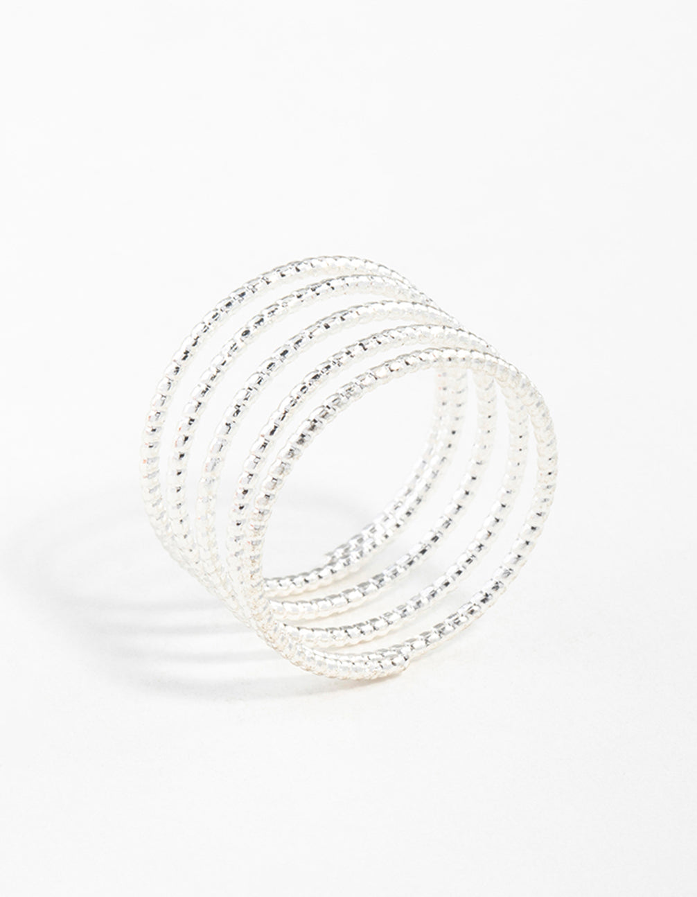 Silver Diamond Cut Spiral Ring