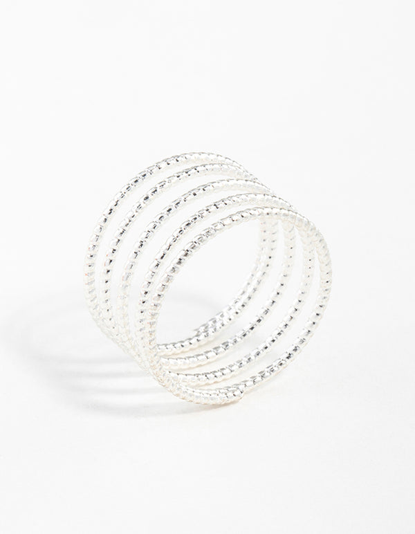 Silver Diamond Cut Spiral Ring
