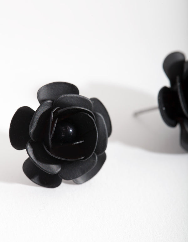 Black Rose Stud Earrings