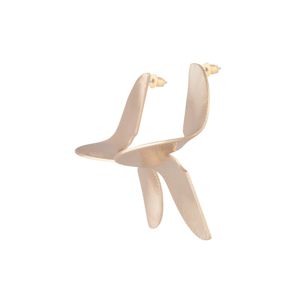 Gold Corrugated Swirl Statement Stud