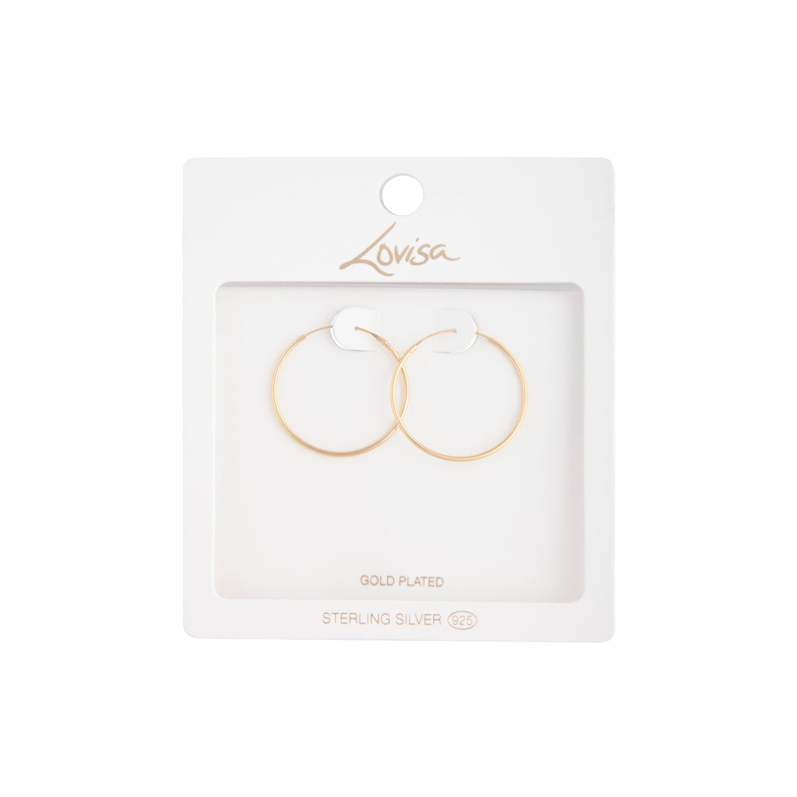 Gold Plated Sterling Silver Classic 30mm Hoop