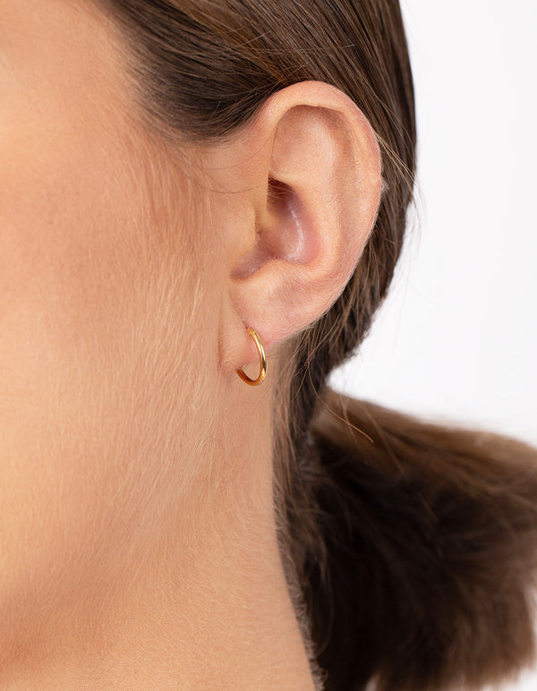 Gold Plated Sterling Silver 12mm Hoop Earrings
