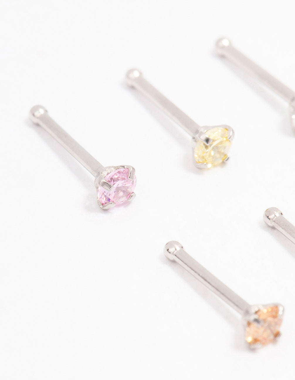 Surgical Steel Dainty Diamante Nose Hook 6-Pack