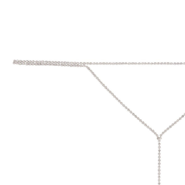 Silver Cup Chain Diamante Layered Choker
