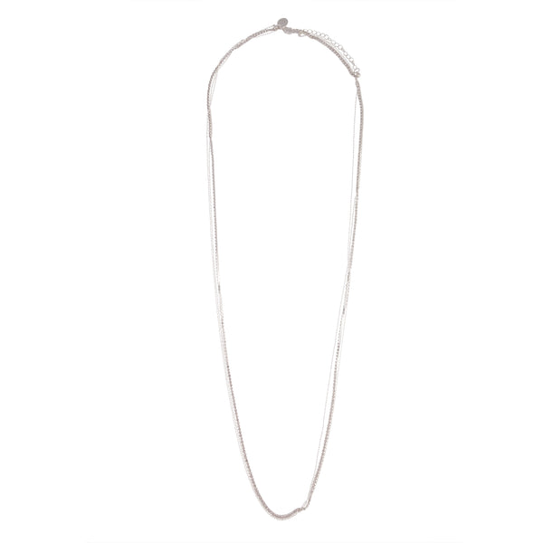 Silver Layered Diamante Chain Necklace