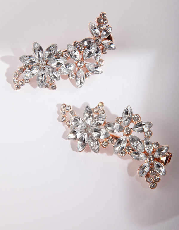Rose Gold Floral Clip Duo Pack