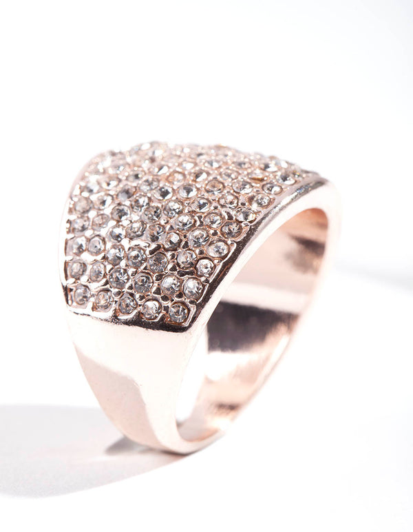 Rose Gold Pave Diamante Dome ring