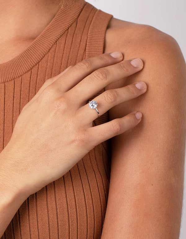 Sterling Silver 2 Carat Round Cubic Zirconia Ring