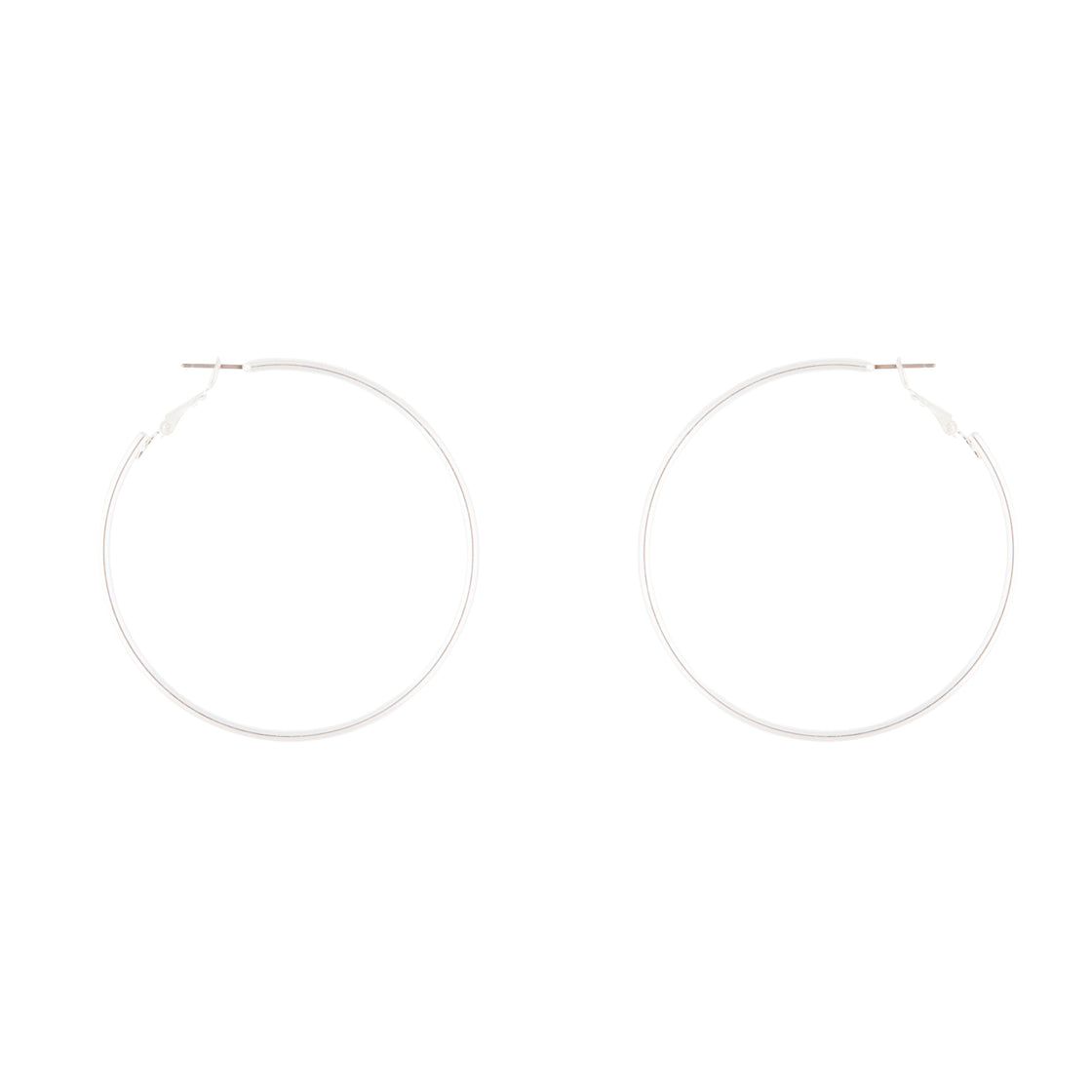 Silver Rounded 6cm Hoop Earrings