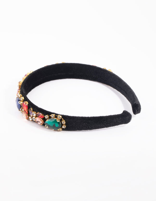 Fuzzy Multi-Coloured Jewel Headband