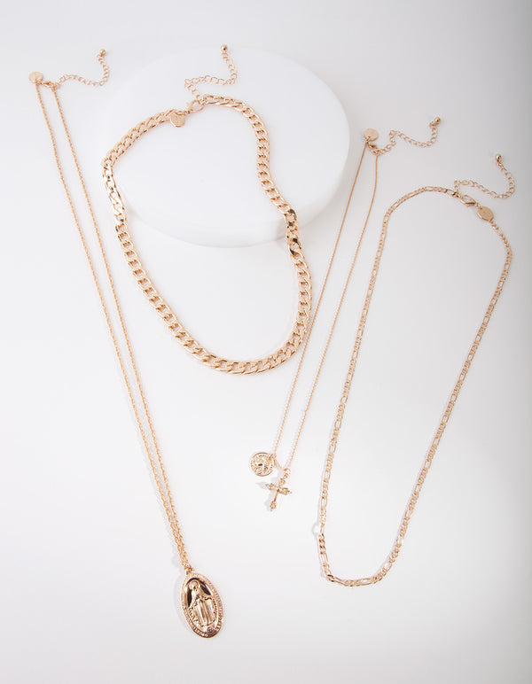 Gold Multi Layered Pendant Necklace