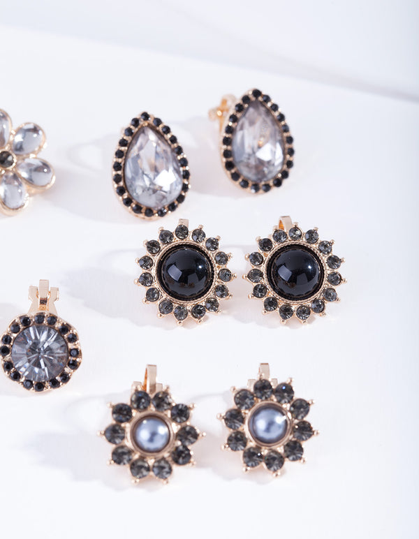 A Gold Tone Clip On Earring 5-Pack