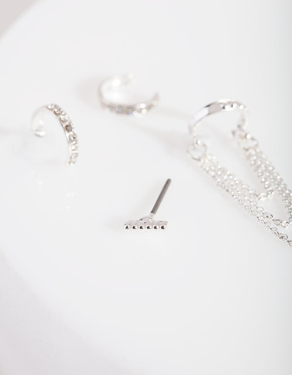 Silver Mini Textured Ear Stack