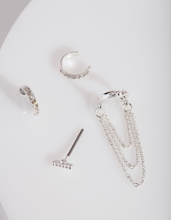 Silver Mini Textured Ear Stack