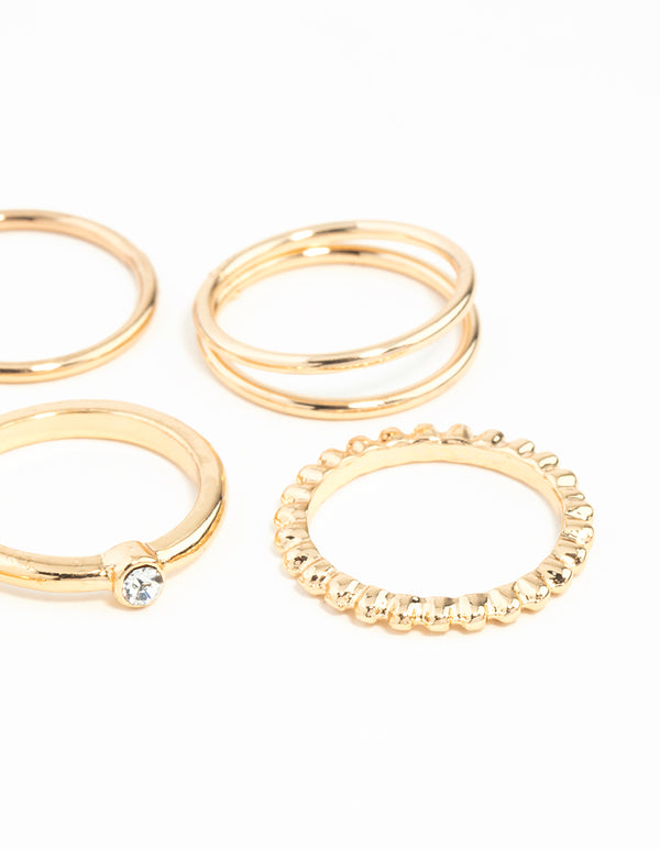Gold Diamond Cut Twist Ring 8-Pack