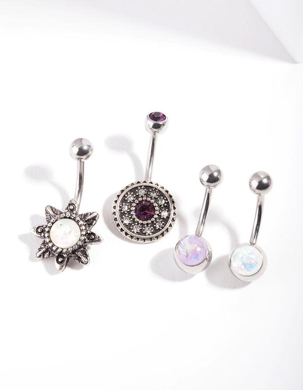 Surgical Steel Belly Bar 4-Pack