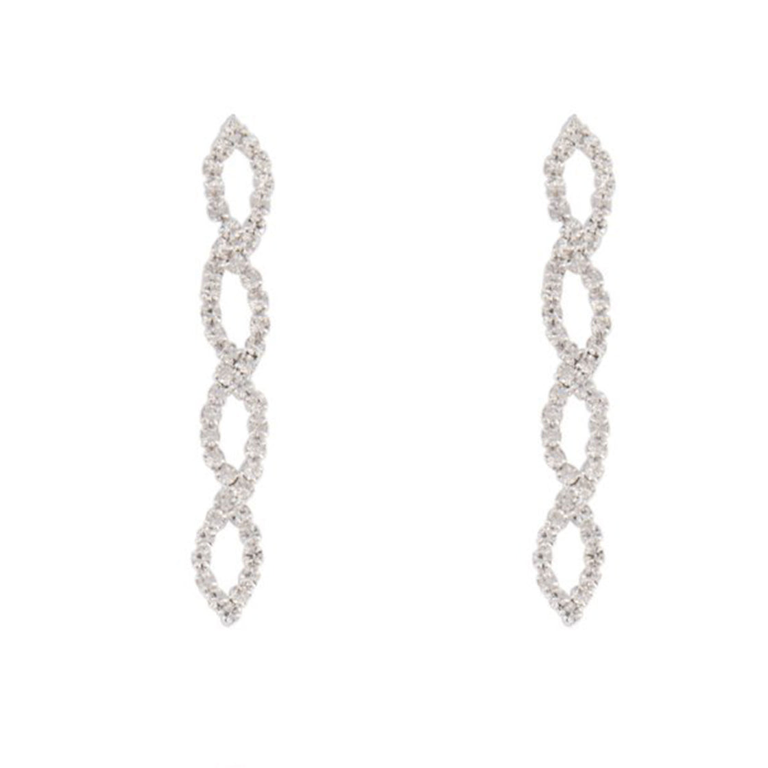 Silver Diamante Leaf Earrings Necklace Set
