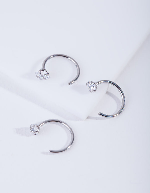 Surgical Steel Crystal Nail Nose Ring Pack