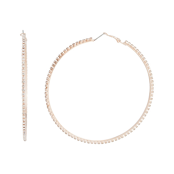 Rose Gold Diamante Large Hoop Earrings