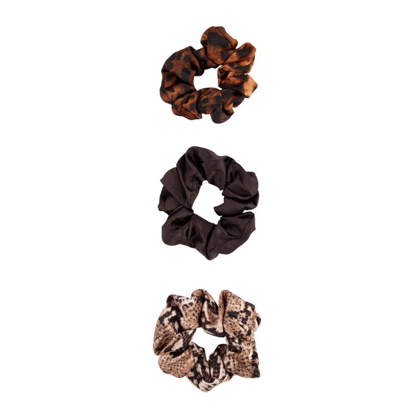 Fabric Animal Print Scrunchie Trio Set