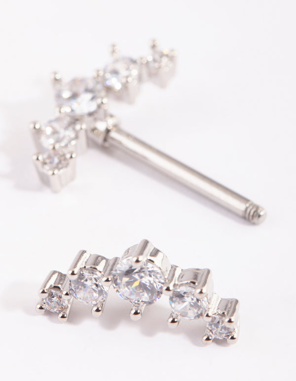 Surgical Steel Round Flower Drop Belly Ring