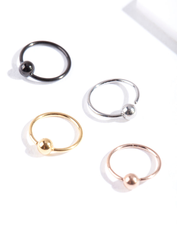 Mixed Metal Surgical Steel Ball Hoop 4-Pack