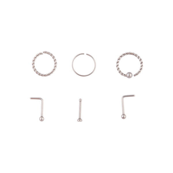 Surgical Steel Twisted Nose 6-Pack