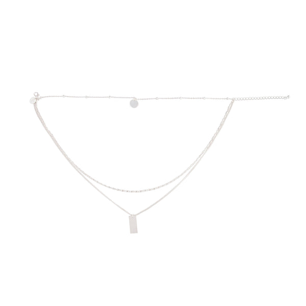 Silver Mixed Chain & Shape Layered Choker